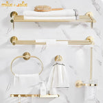 porte serviettes mural doré lisse moderne ensemble quincaillerie bain fixations serviettes blancs