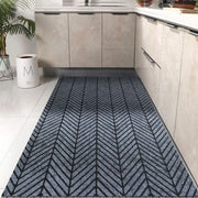 tapis antidérapant cuisine rayures verticales moderne bleu gris marron beige minimaliste
