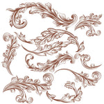 timbres vintage baroques motifs floraux ornements feuilles fleurs marron clair décoration artisanale scrapbooking