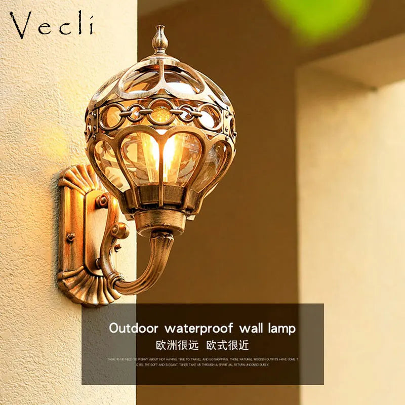 lampe murale extérieure noir ornements métalliques transparente classique ampoule support mural ip65 aluminium