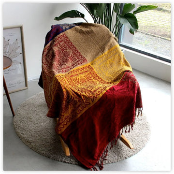 couverture géométrique multicolore boho chic polyester coton anti boulochage opaque maison voyage printemps automne