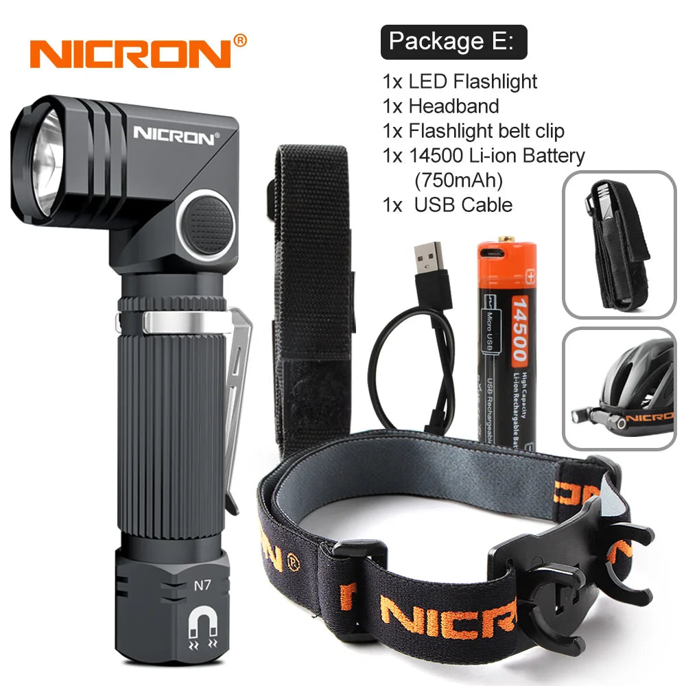 torche lampe poche led rechargeable 600 lumens aimant noir rayures moderne