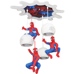 suspension lumineuse enfantine rouge bleu spiderman figurines toile araignee moderne