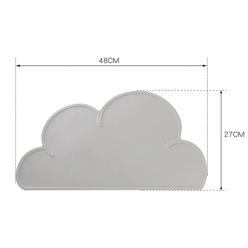 assiettes forme nuage silicone imperméables adhésives animaux gris rose bleu blanc moderne