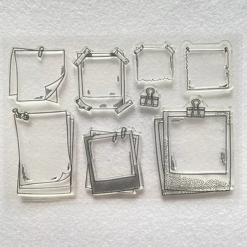 clips transparents scrapbooking decoration album photo papier feuilles pinces dessins caoutchouc vintage transparents