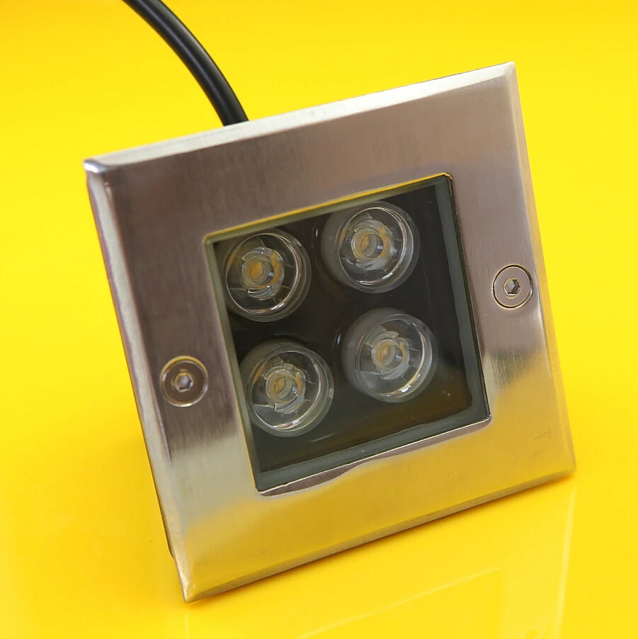 lampe led souterraine ip68 4w argentée moderne câble noirextérieur jardin chemin
