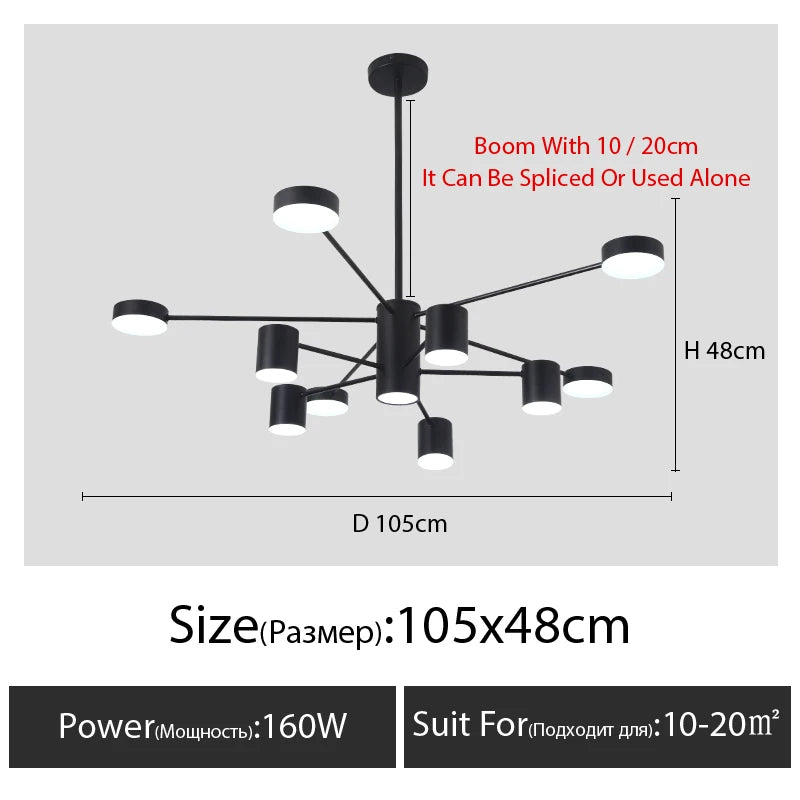 chandelier suspension lumineuse moderne noir led industriel scandinave chambre salon