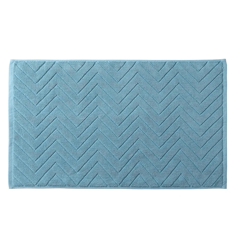 tapis bain coton gris blanc bleu olive bordure brodée absorption rapide antidérapant machine laver
