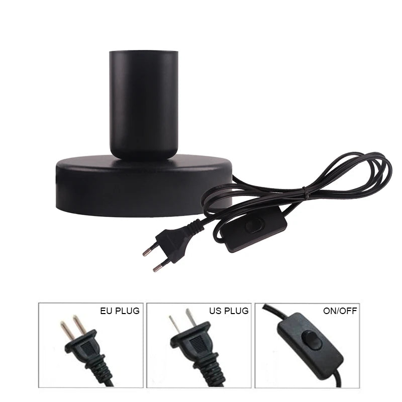 lampe table moderne noire interrupteur bouton compatible EU US led chambre coucher