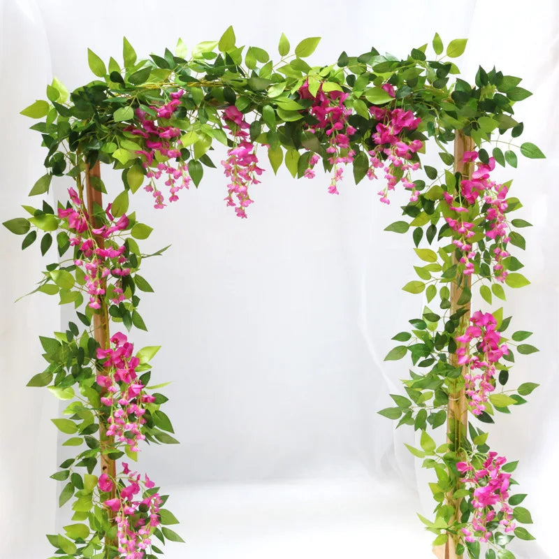 guirlande végétale hortensia vert blanc rose décoration mariage anniversaire intérieur naturelle artificielle