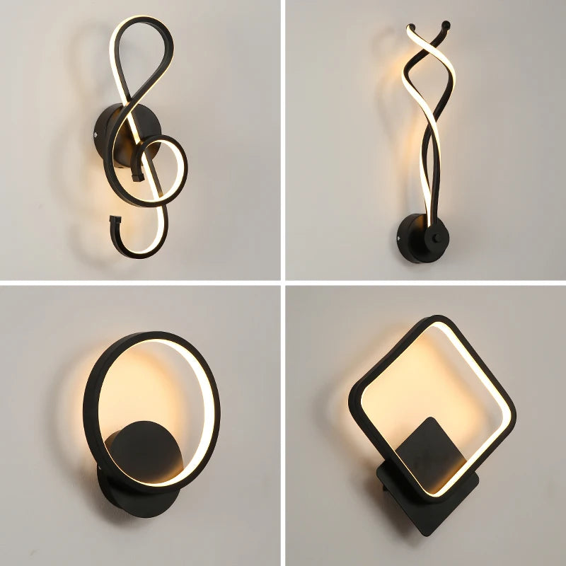 applique murale contemporaine minimaliste noir blanc élégante fixée mur lumière led flux lumineuxmodifiable