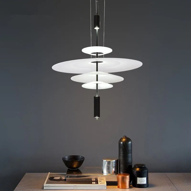 suspension lumineuse moderne blanc fer chromé led salon chambre coucher