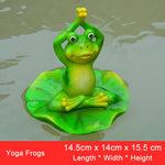 statue grenouille résine décorative jardin étang fleurs lotus sculpture animal décor maison extérieur vert