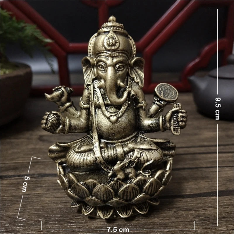 statue ganesha bronze détaillée motifs traditionnels bouddhiste artisanat décoration intérieure figure éléphant