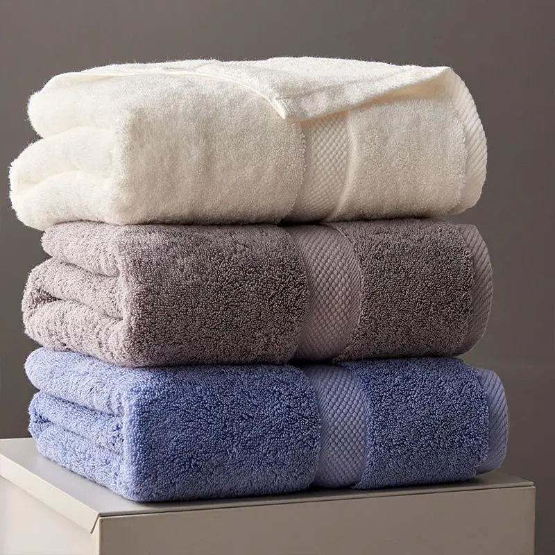 serviettes bain coton égyptien blanc gris bleu absorption rapide séchage rapide lavage machine texture