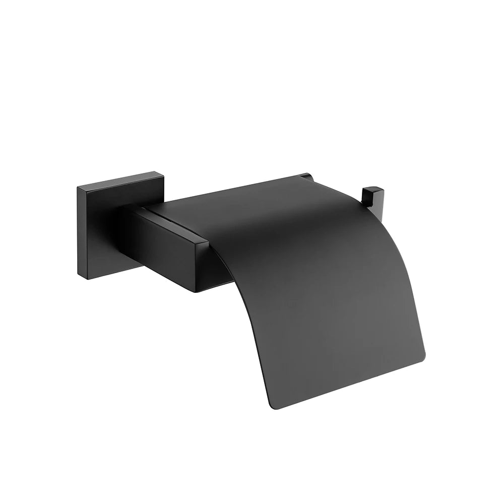 accessoires salle bain noir porte serviette porte savon moderne lisse inoxydable brossé fixations