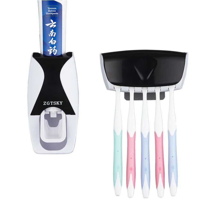 distributeur dentifrice porte brosse dents anti poussière support rangement mural accessoire salle bain moderne