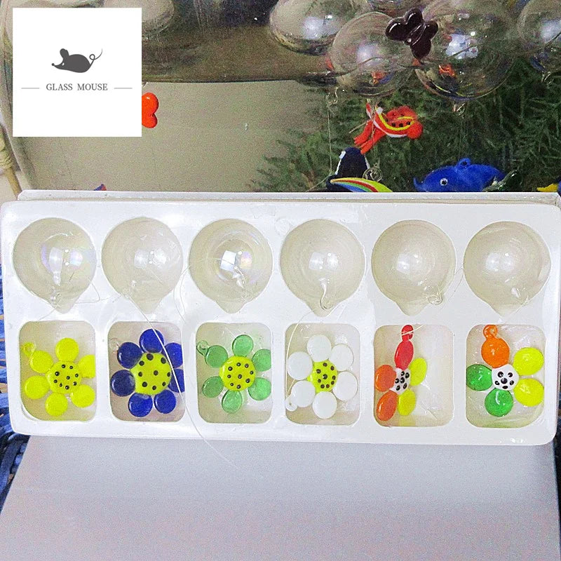 boules noel verre poissons decoratives transparentes artisanal animaux poissons colorés festive