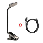 lampe lecture led rechargeable sans fil clip table réglable moderne noire toucher interrupteur