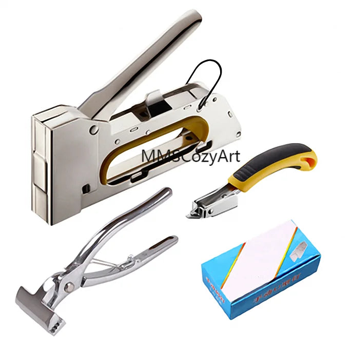 clous tacker set boîte clous poignée jaune boutons noirs pratique utilitaire
