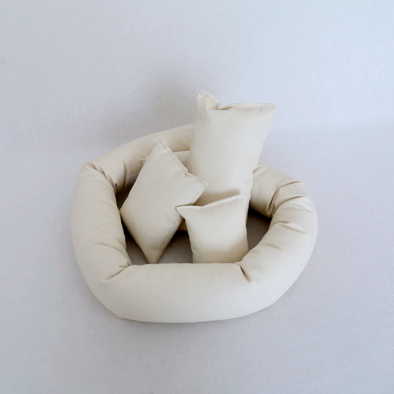 coussins doux velours bébé oreiller photo accessoire pose classique blanc rose beige violet
