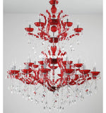 lustre cristal rouge transparent baroque classique encastrée led 105cm haute luminosité