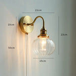 lampe murale moderne or transparent interrupteur cordon certification ul ccc cqc vde fcc cem