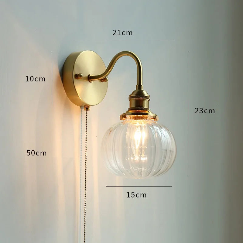 lampe murale moderne or transparent interrupteur cordon certification ul ccc cqc vde fcc cem