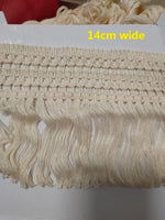 écharpe macramé franges coton blanc boho artisanal longueur 10cm 11cm 14cm