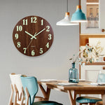 Horloge murale ronde en bambou et bois