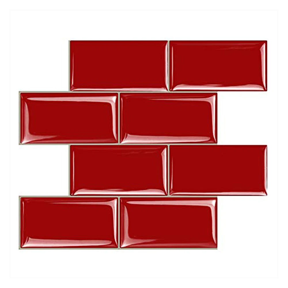 carreaux muraux 3d rouges adhésifs modernes lot pièces brillants décoration intérieure