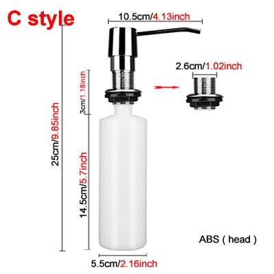 distributeur savon liquide mains blanc doré moderne vis fixé tête ABS 300ml