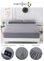 drap housse coton gris argent antimicrobien conducteur lit adulte simple moderne minimaliste