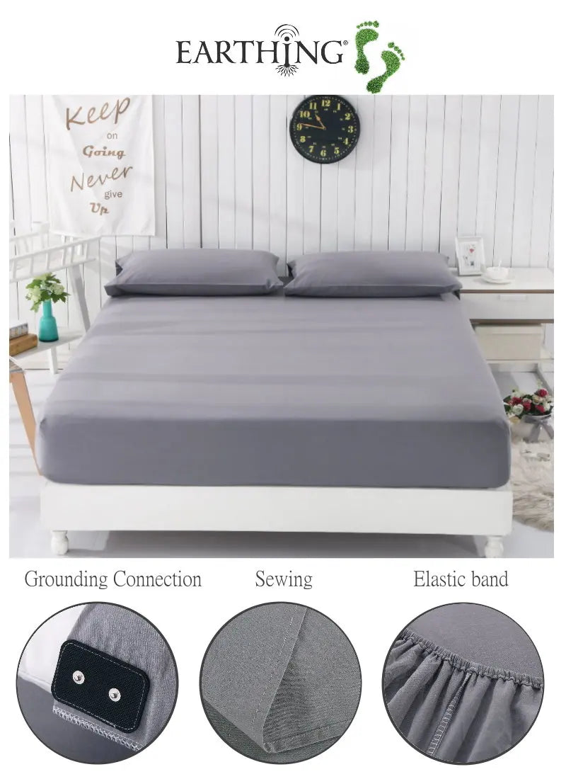 drap housse coton gris argent antimicrobien conducteur lit adulte simple moderne minimaliste