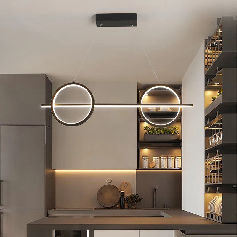 suspension lumineuse moderne blanc noir circulaire contemporaine salon chambre hall