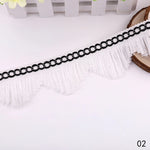 ruban frisé franges bleu clair rose noir marron décoratif 5cm artisanal diy decoration
