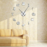 Horloge murale noire abstraite de grande taille pour décoration intérieure