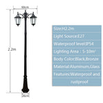 lampadaire classique bronze noir verre ondulations deux têtes éclairage extérieur led haute qualité aluminium
