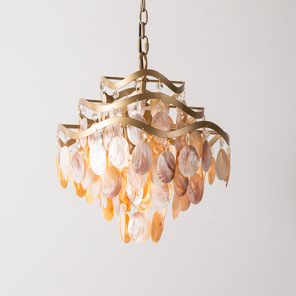 chandelier cuivre coquillages cristaux suspension moderne bohème lumières lumières lumières