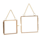 cadre photo suspendu vintage industriel verre transparent chaîne métal doré bronze DIY decoration