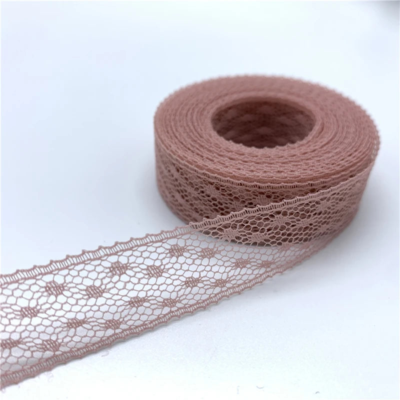 ruban dentelle brodée polyester organza largeur 15mm yards couleurs multiples motifs carrés légèrement transparent
