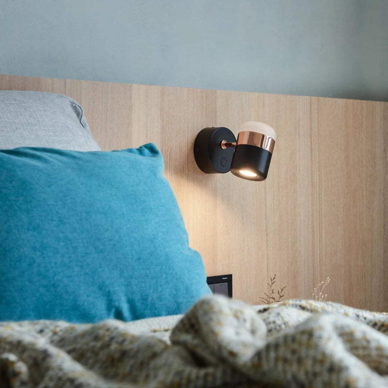 lampe murale moderne or blanc rotation chambre salon interrupteur led simple minimaliste