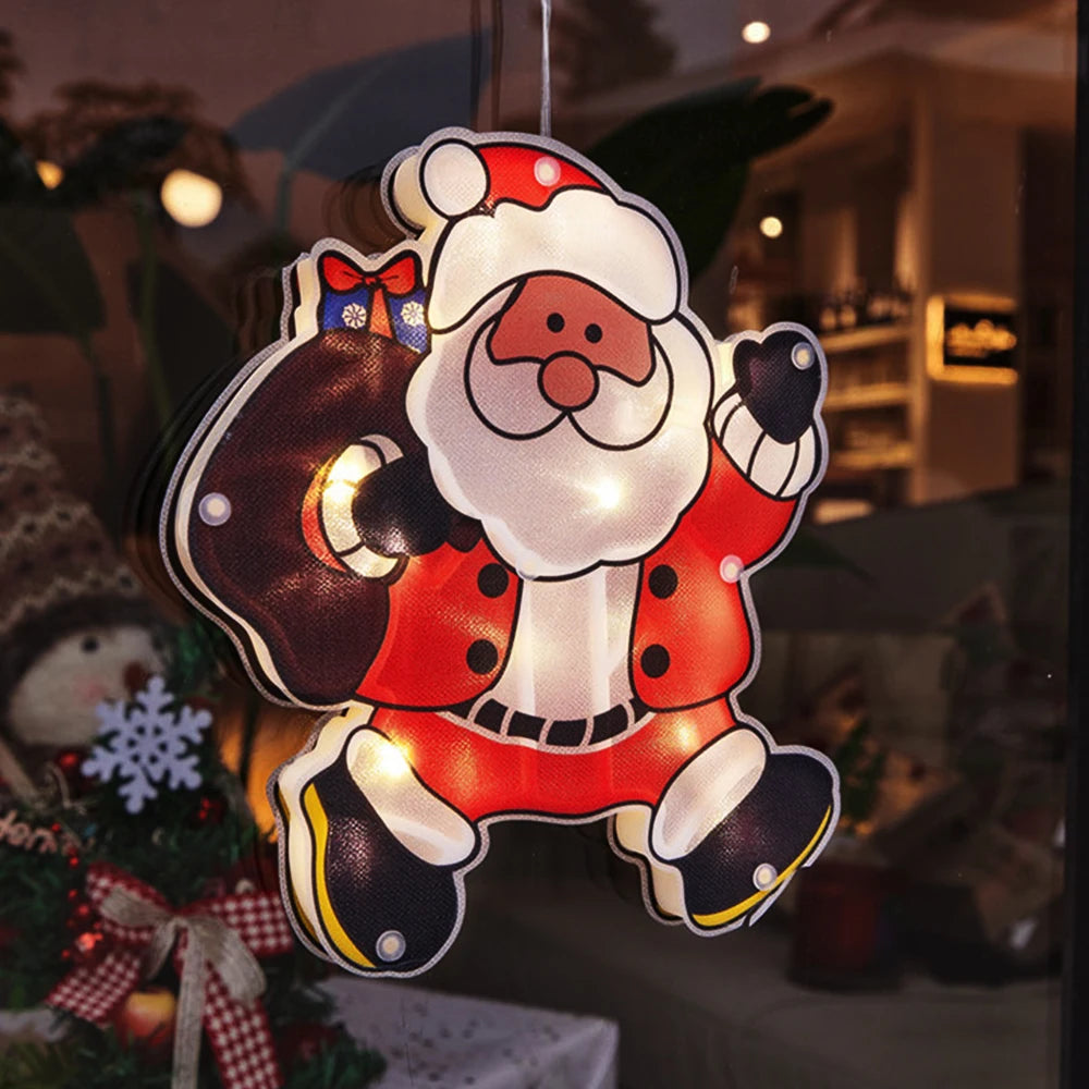 Cloches de Noël LED multicolores sur fenêtre