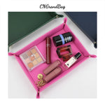 plateau rangement cuir grained rouge bleu marine vert rose marron moderne pince bijoux parfum