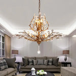 lustre moderne branches cristal chrome doré éclairage intérieur salon chambre boutique