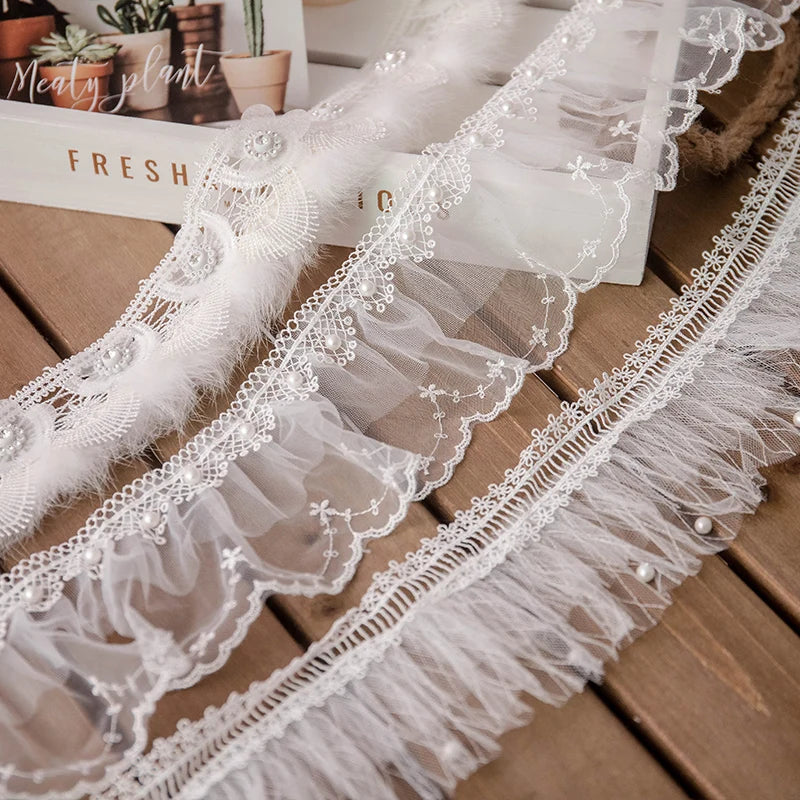 ruban dentelle blanc plumes bordure fine largeur 8cm 7.5cm 6cm artisanat diy décoration mariage