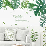 autocollant mural feuilles tropicales moderne adhésif vert opaque décoration murale résistant eau chambre salon