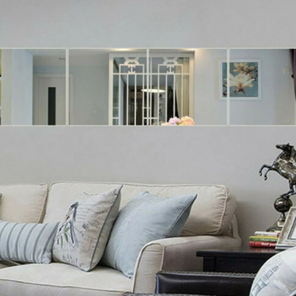 miroirs modernes autoadhésifs blancs bleus transparents pièces décoration mur carreaux facile