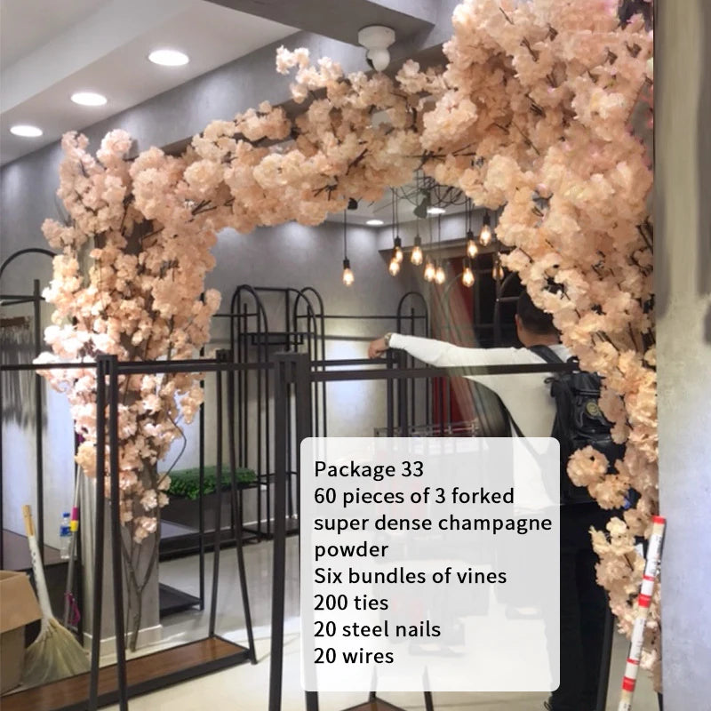arbre artificiel cerisier rose blanc fleurs feuilles décoration mariage fête intérieur grande taille