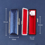 boîte rangement stylos simili cuir clics métalliques classique couleur bleue rouge marron